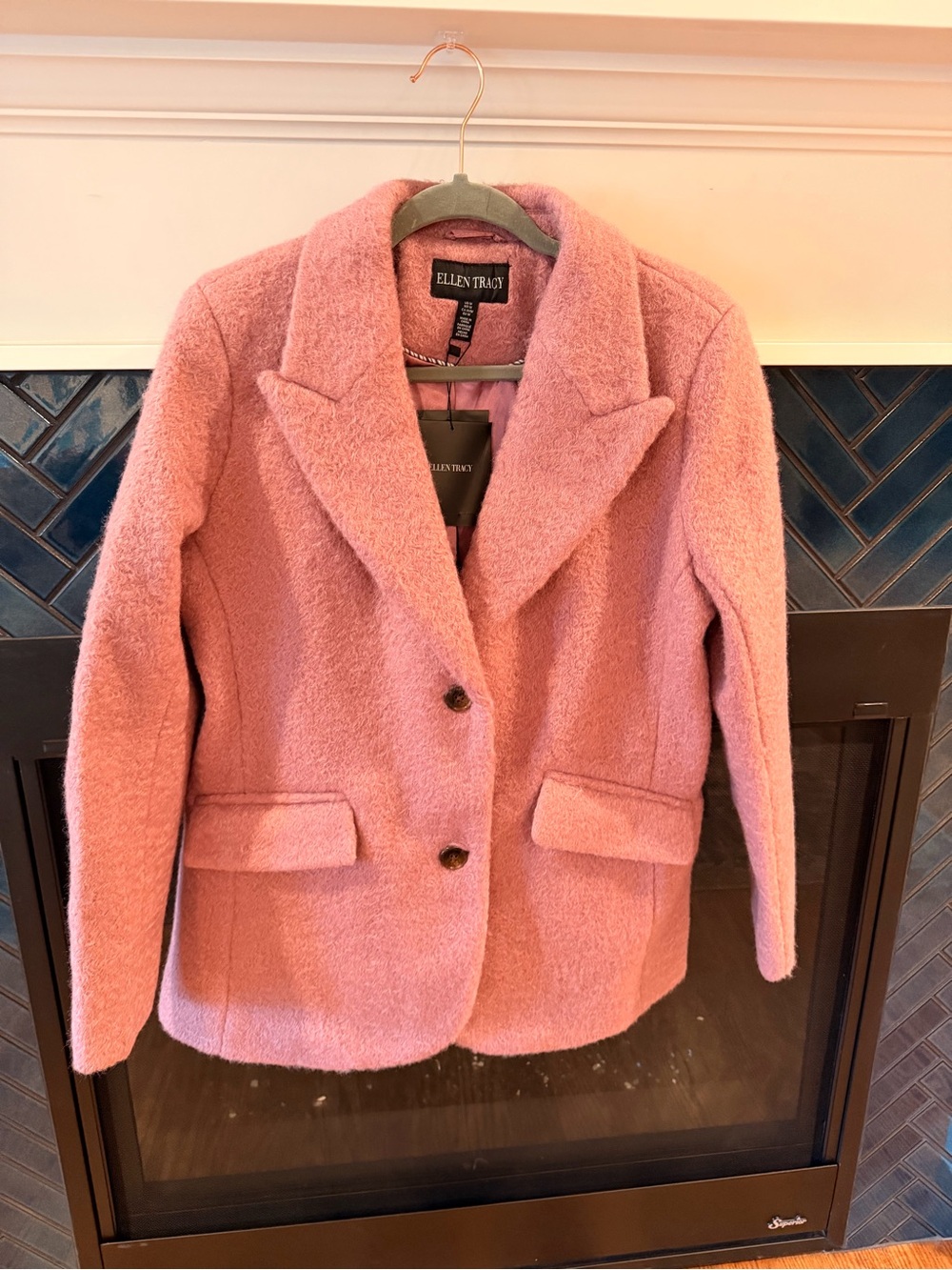 Ellen Tracy NWT Women's Pink Bouclé Peacoat Jacket